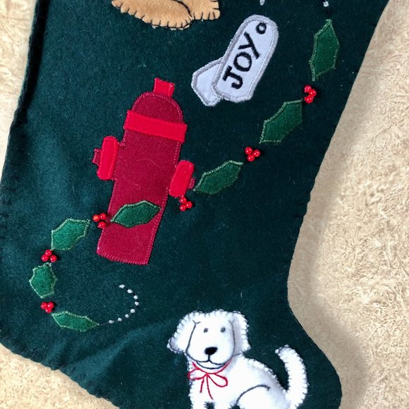 C & F Creations 20" 3D TOP Dog FELT Christmas Stocking Plush Textured Joy New - Picture 7 of 11